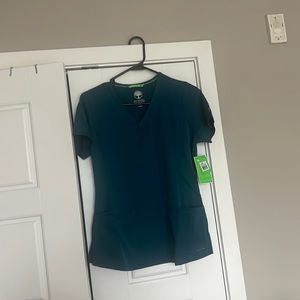 Healing hands scrub top- Monica in Carribean blue- size XS